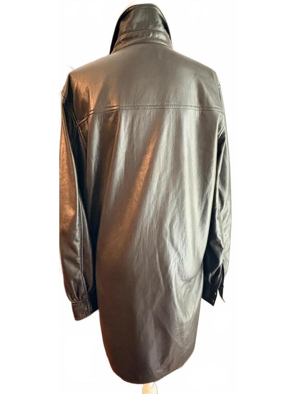 Aritzia Wilfred Black Vegan Leather Ganna Shirt Dress M - Picture 3 of 6